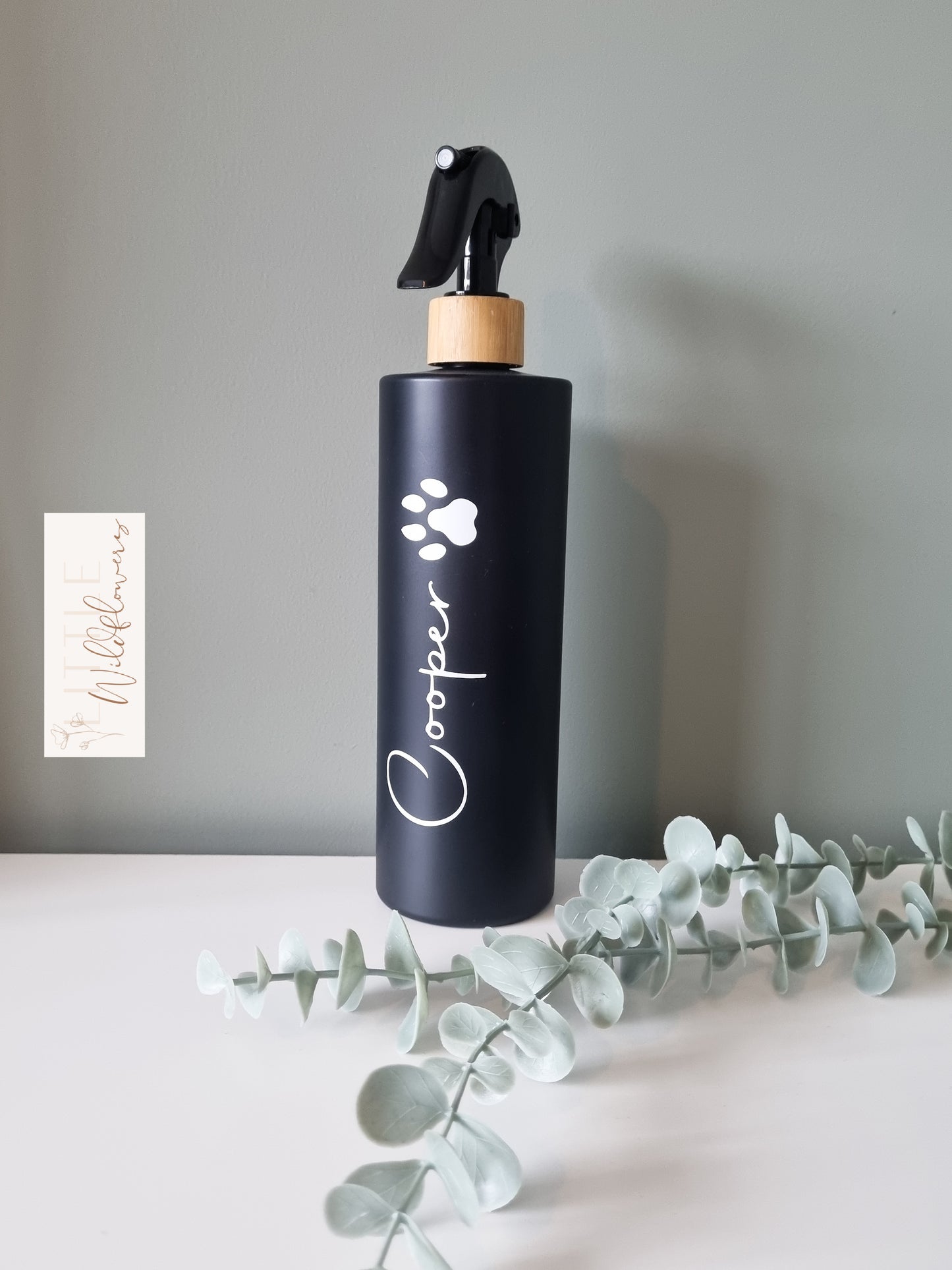 Black Matte Tubular Bamboo Spray Bottle