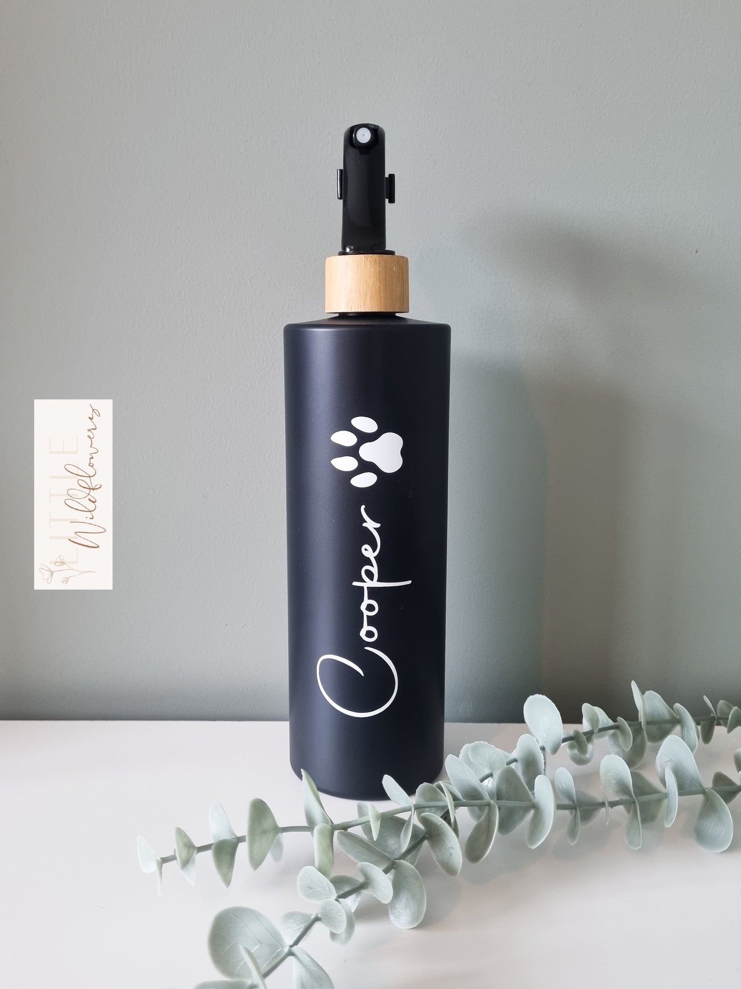 Black Matte Tubular Bamboo Spray Bottle