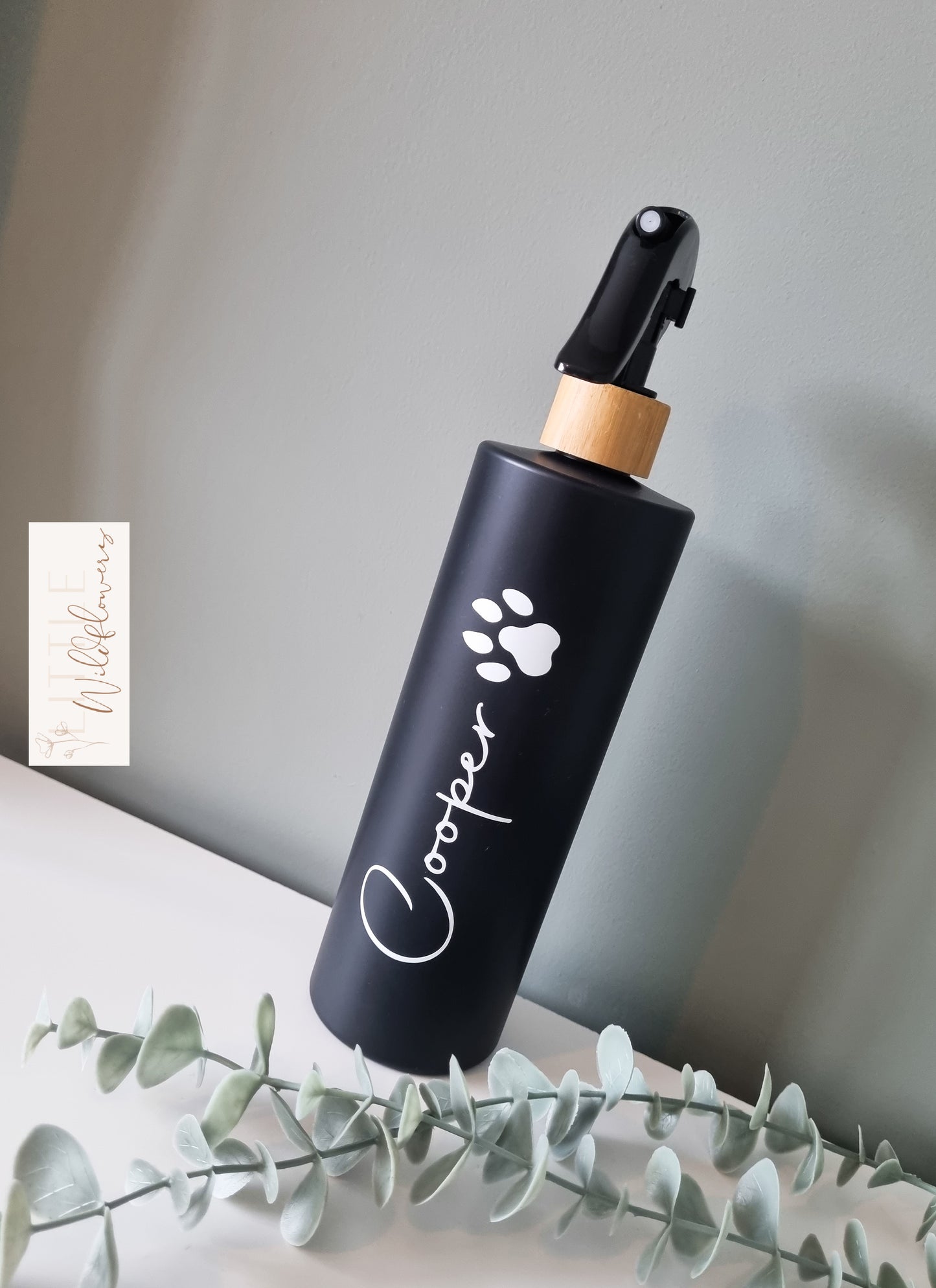 Black Matte Tubular Bamboo Spray Bottle