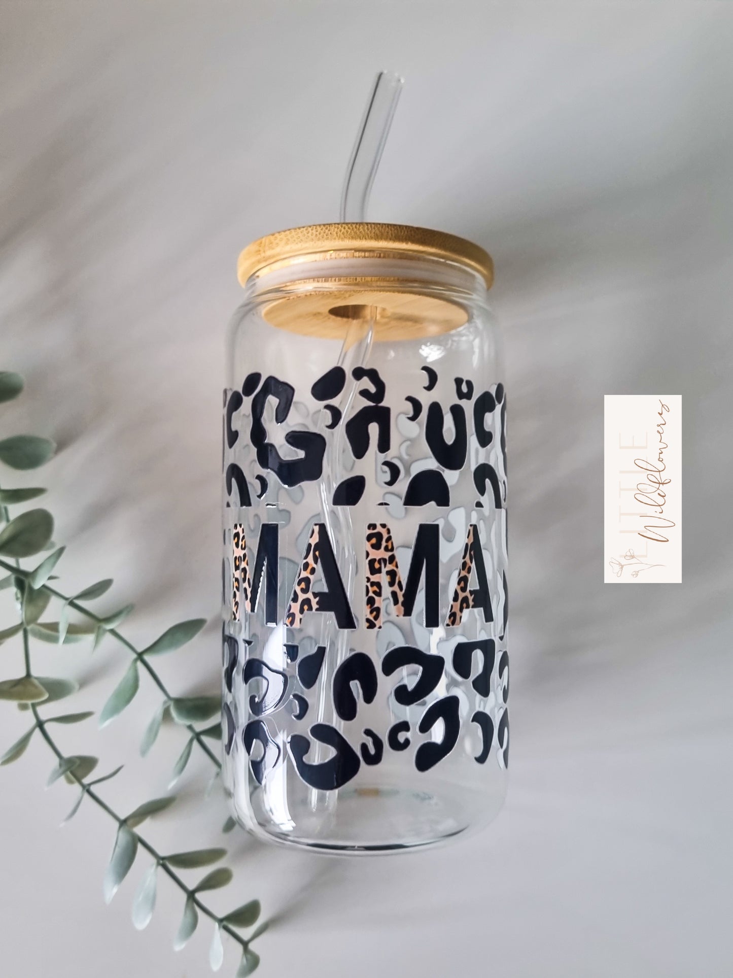 Glass Can Tumbler with Bamboo Lid & Straw