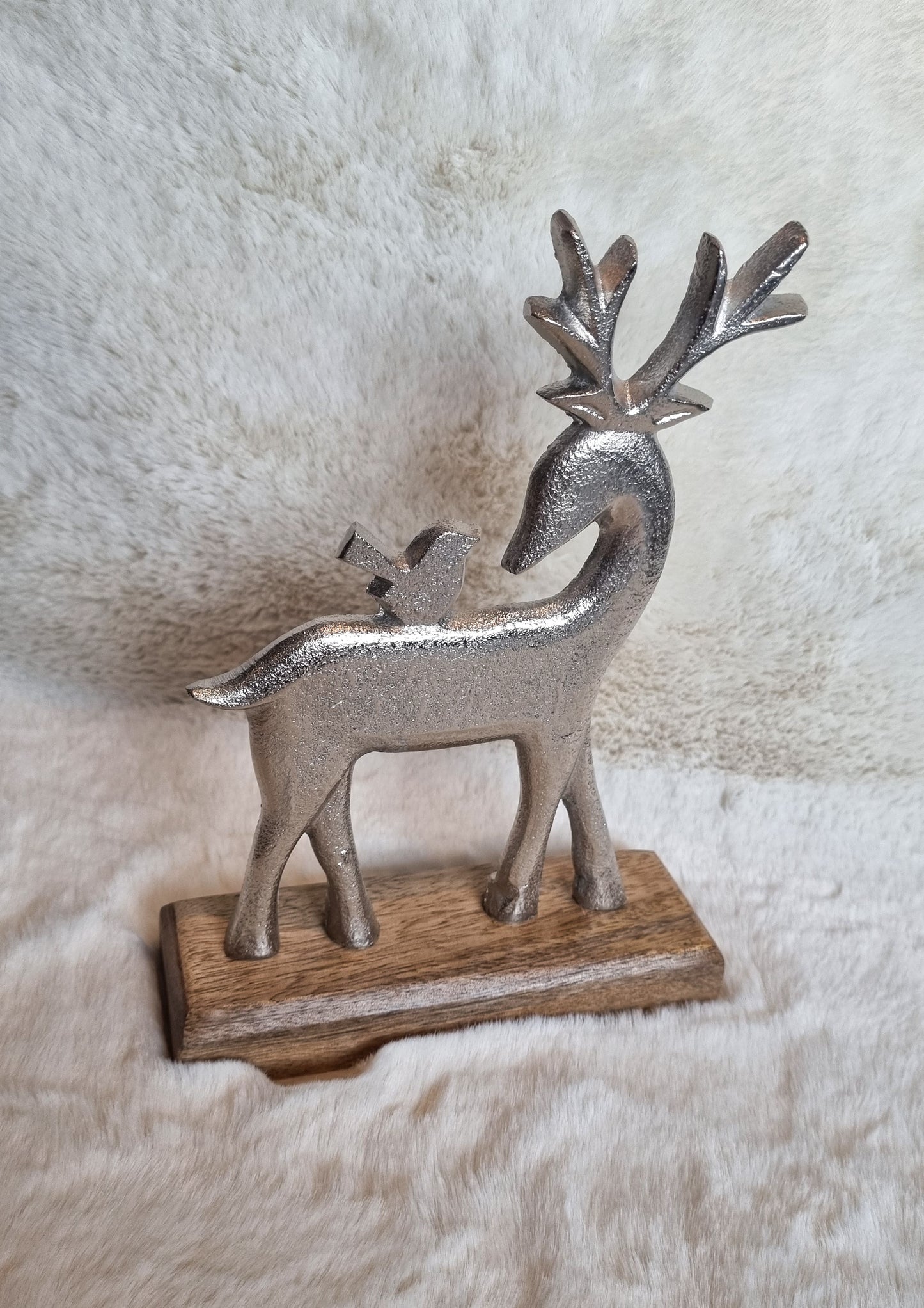 Silver Reindeer on Base Ornament