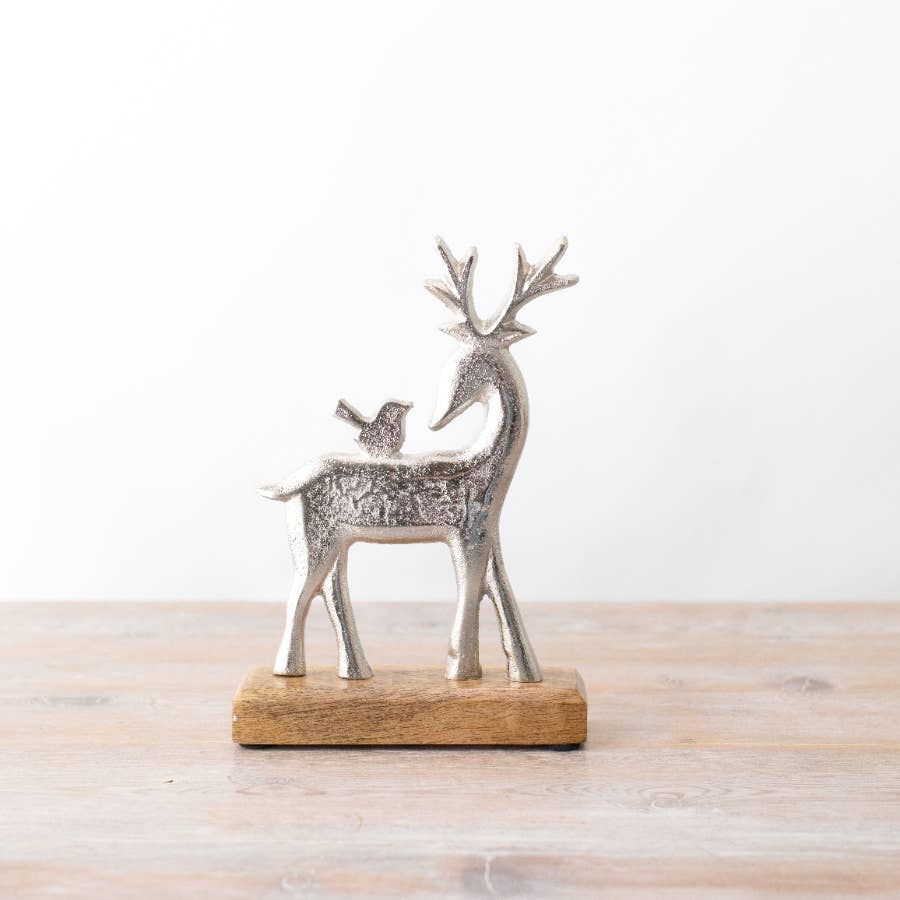 Silver Reindeer on Base Ornament