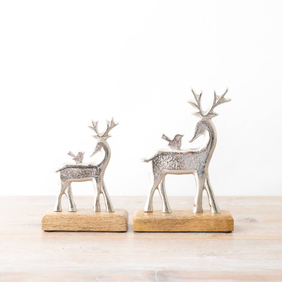 Silver Reindeer on Base Ornament