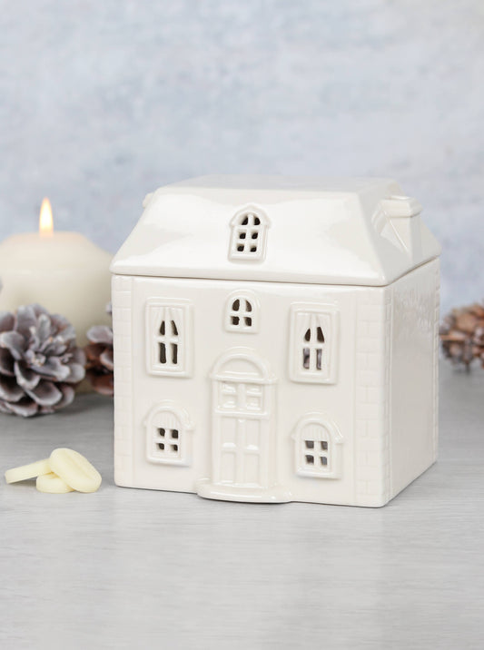 White Ceramic House Wax Melt Burner