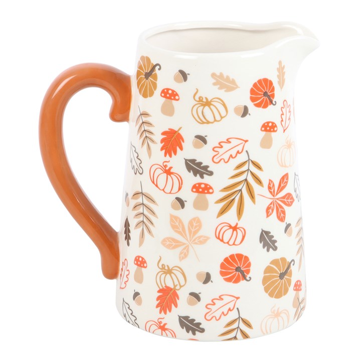 Autumn Leaves & Pumpkins Flower Jug