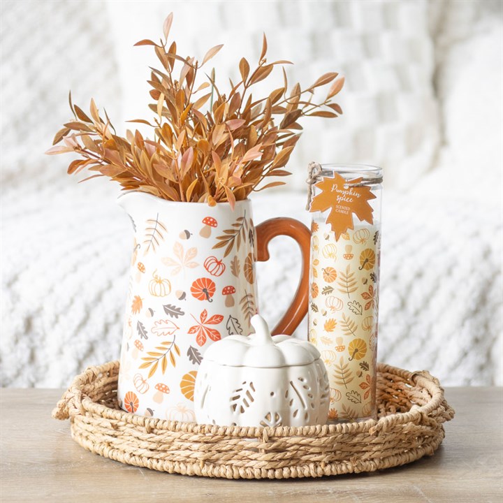 Autumn Leaves & Pumpkins Flower Jug